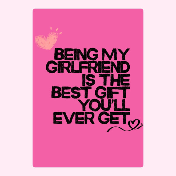 Mum and Dad pink gift with bold message for girlfriend.