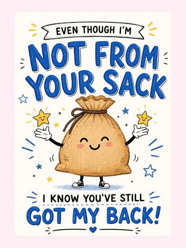 Got Your Back Sack Cake Card letterbox cake card with freshly baked cake slices