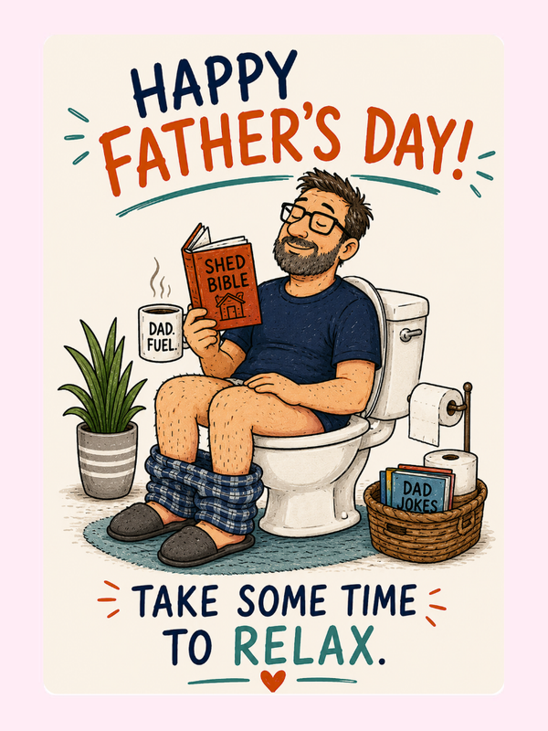 Dad’s Quiet Time Relaxing Cake Card letterbox cake card with freshly baked cake slices