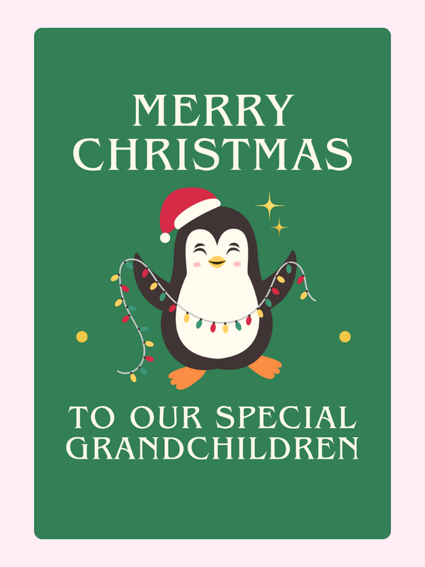 Christmas Penguin, Grandchildren Cake Card