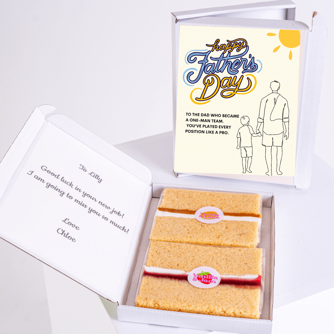 Father's Day card and cake gift box for dad.