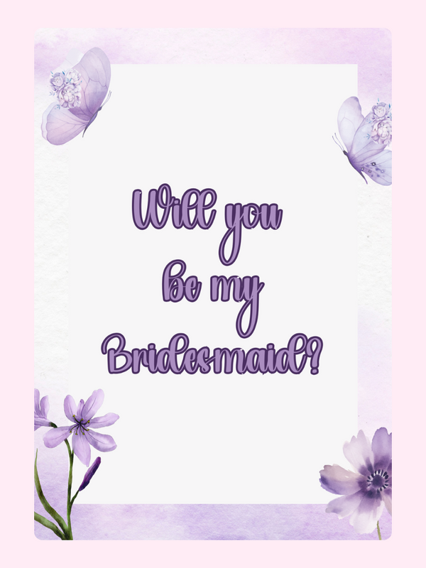 Bridesmaid proposal card with butterflies & flowers