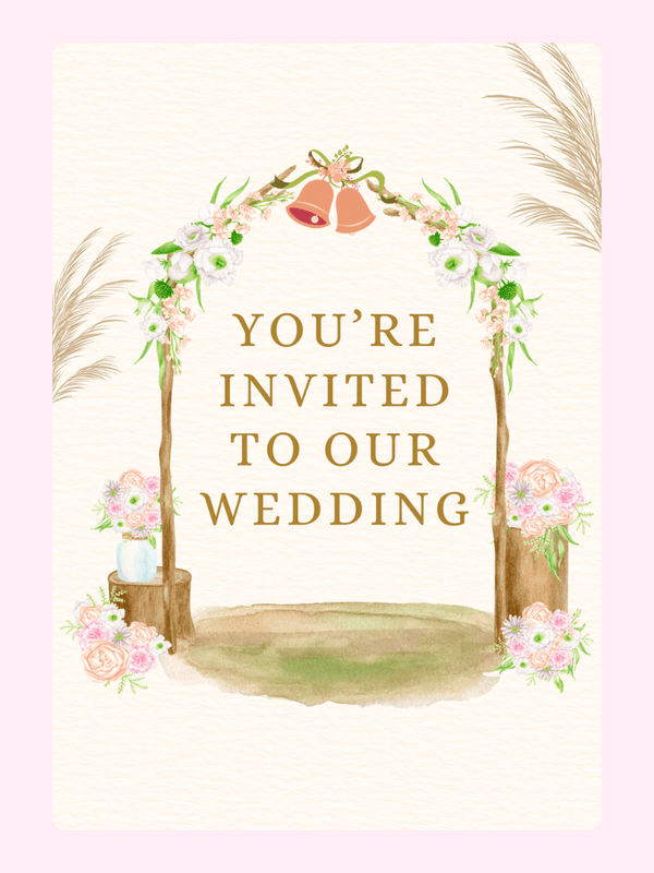 Wedding invitation with floral arch