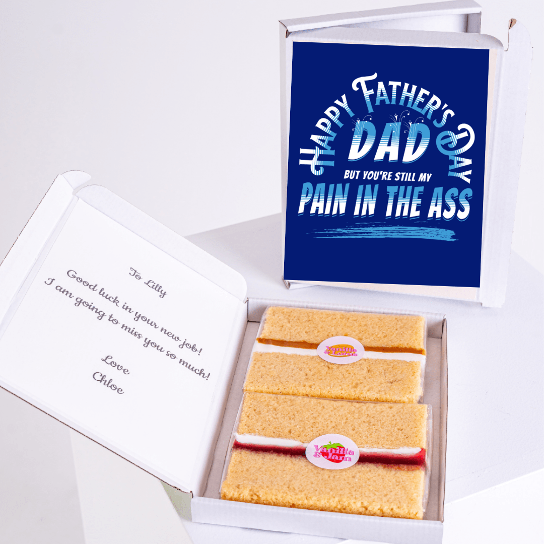 Father's Day cake with Pain in the Ass card, and note for Lilly.