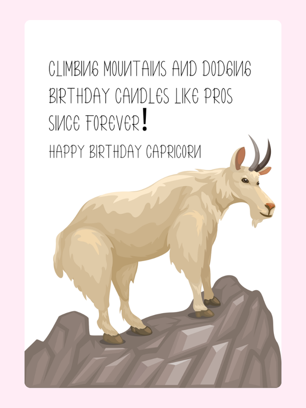 Capricorn Mountain Goat Birthday Cake Card