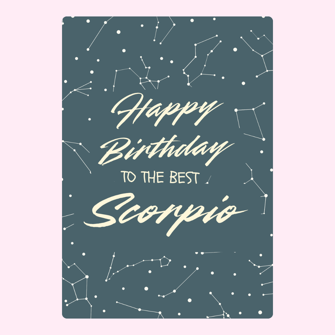 Happy Birthday Scorpio card with constellations