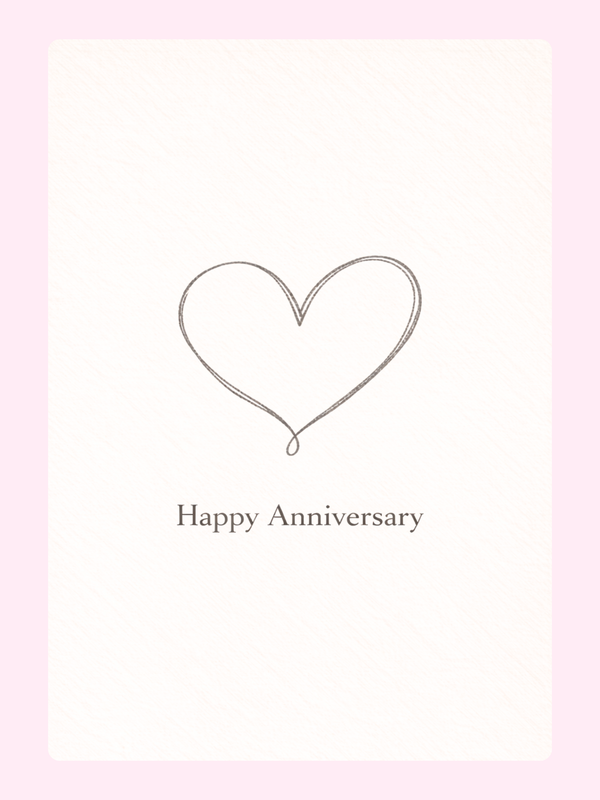 Line Art Heart Anniversary Cake Card letterbox cake card with freshly baked cake slices
