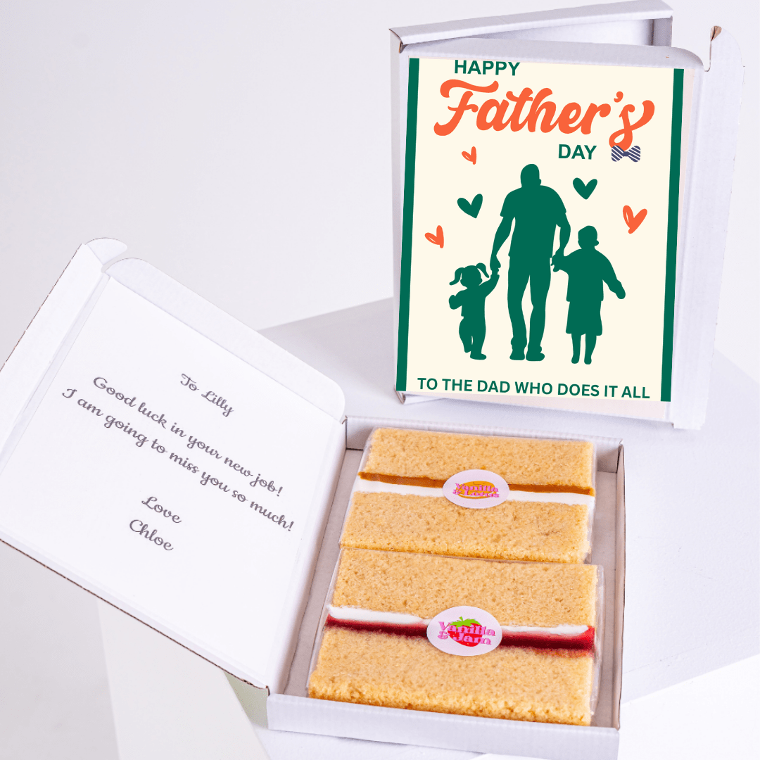 Father's Day gift with cake and message for Lilly