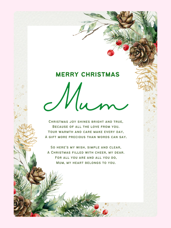 Mum Pine Christmas Cake Card