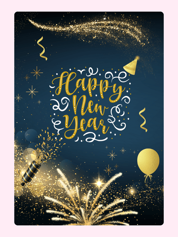 New Year Fireworks Cake Card