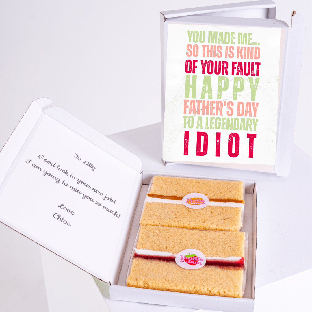 Father's Day card & cake gift with Legendary Idiot message