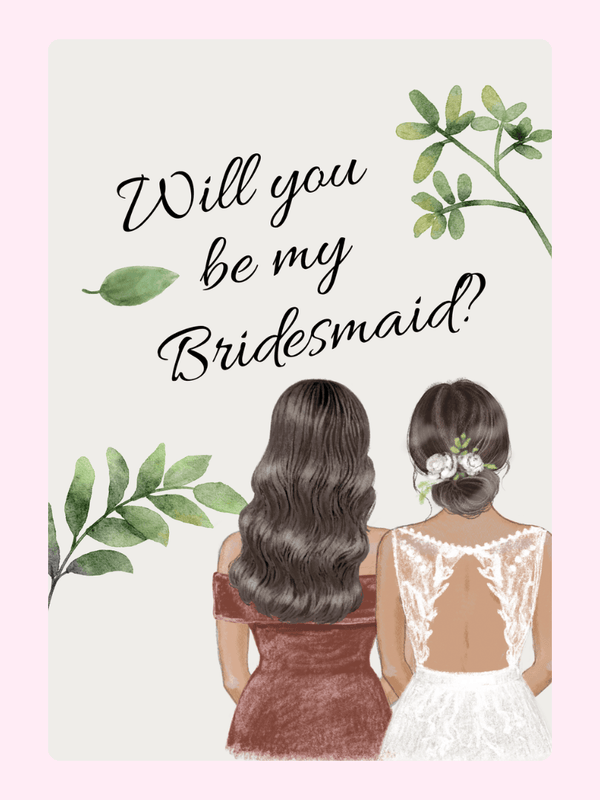 Bridesmaid proposal card, featuring two women.