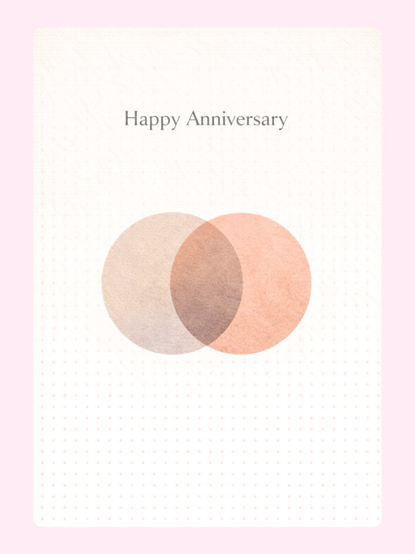Overlapping Circles Anniversary Cake Card letterbox cake card with freshly baked cake slices