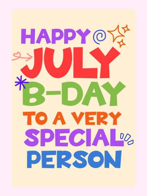 Happy July B-Day Cake Card, birthday