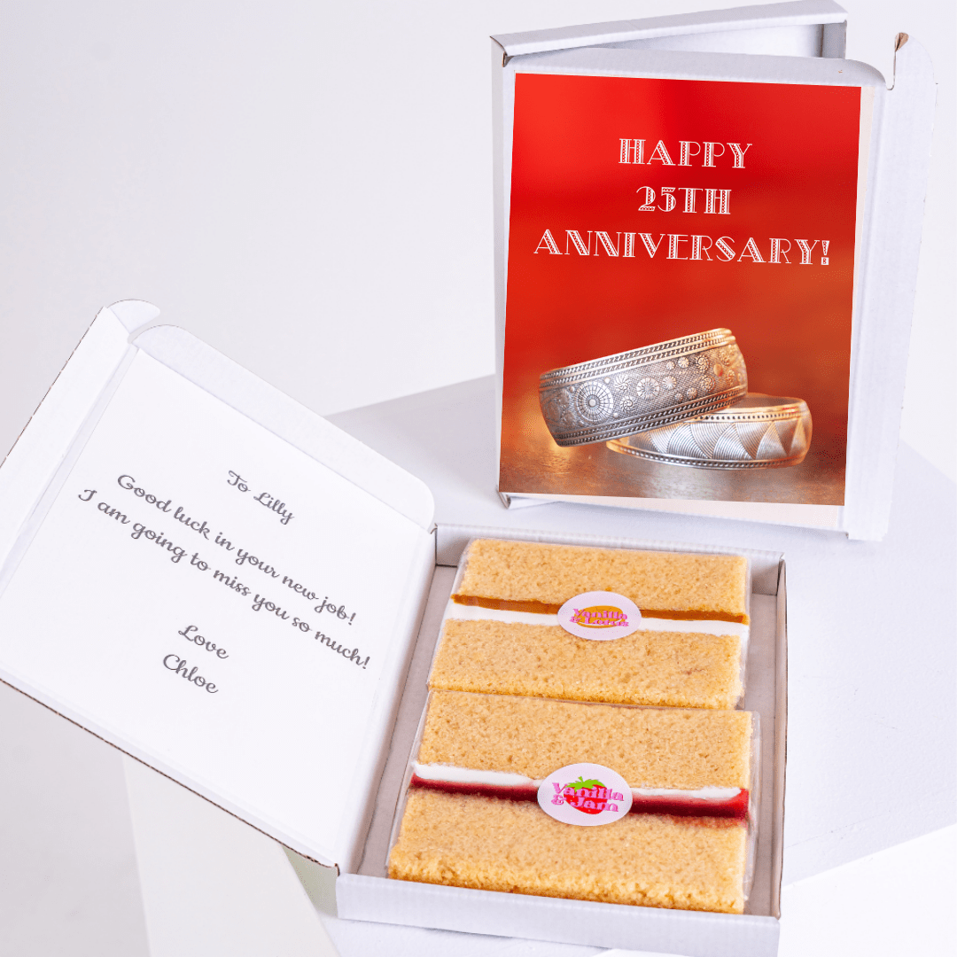 25th Anniversary gift for Lilly with cake and card.