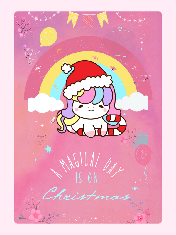 Christmas Unicorn Cake Card, for kids