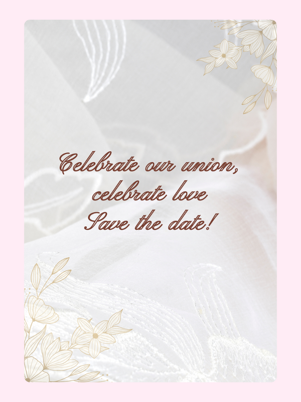 Save the date wedding invitation with floral design.