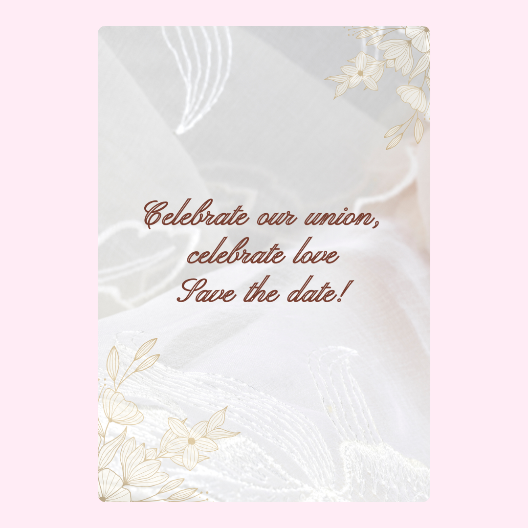 Save the date wedding invitation with floral design.