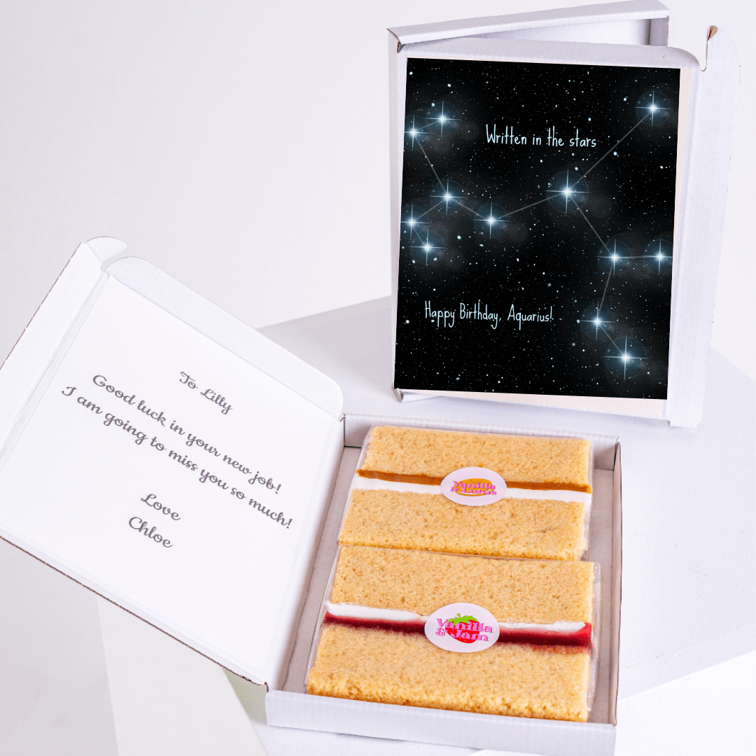 Birthday cake with Written in the stars card for Lilly.