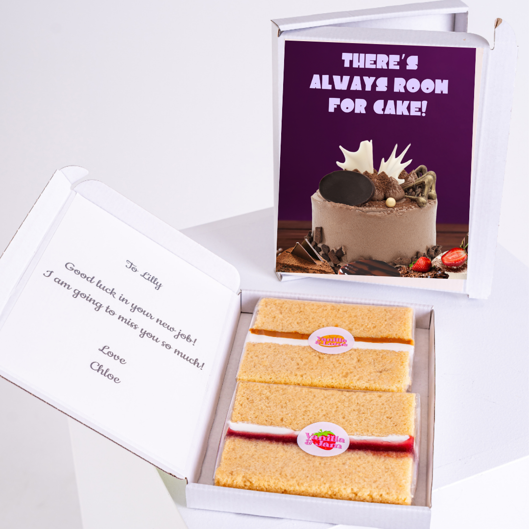 Cake gift box with message There's always room for cake!