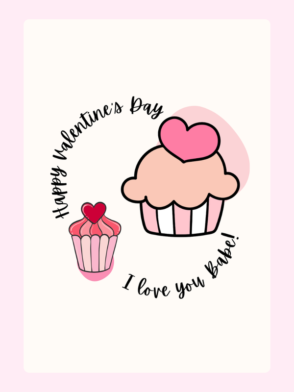 Valentine's Cupcake Cake Card