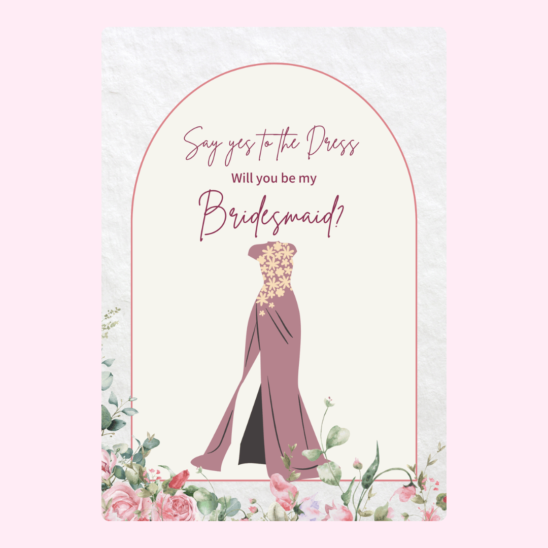 Say yes to the dress with floral dress illustration.