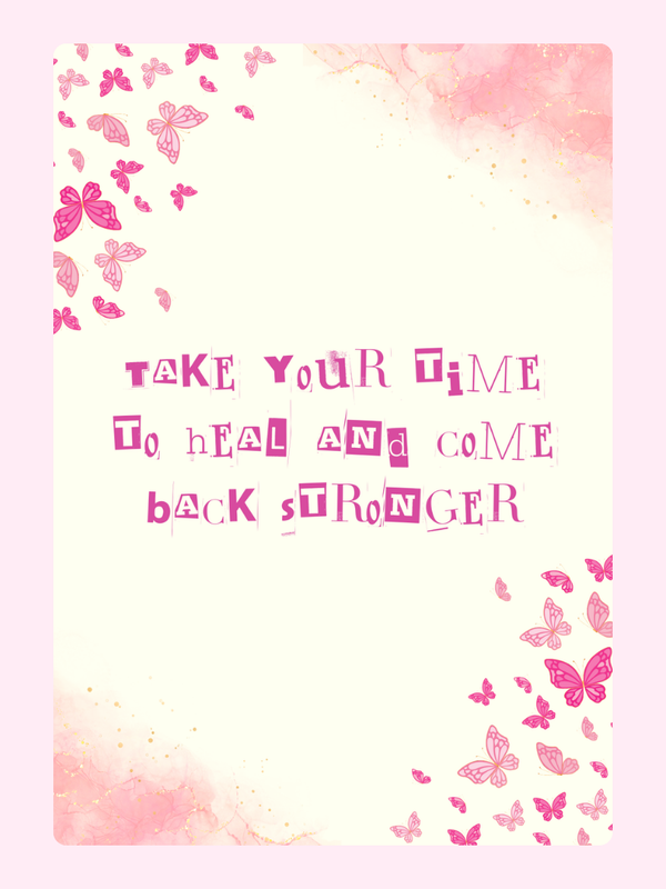 Inspirational quote Take your time to heal with butterflies.