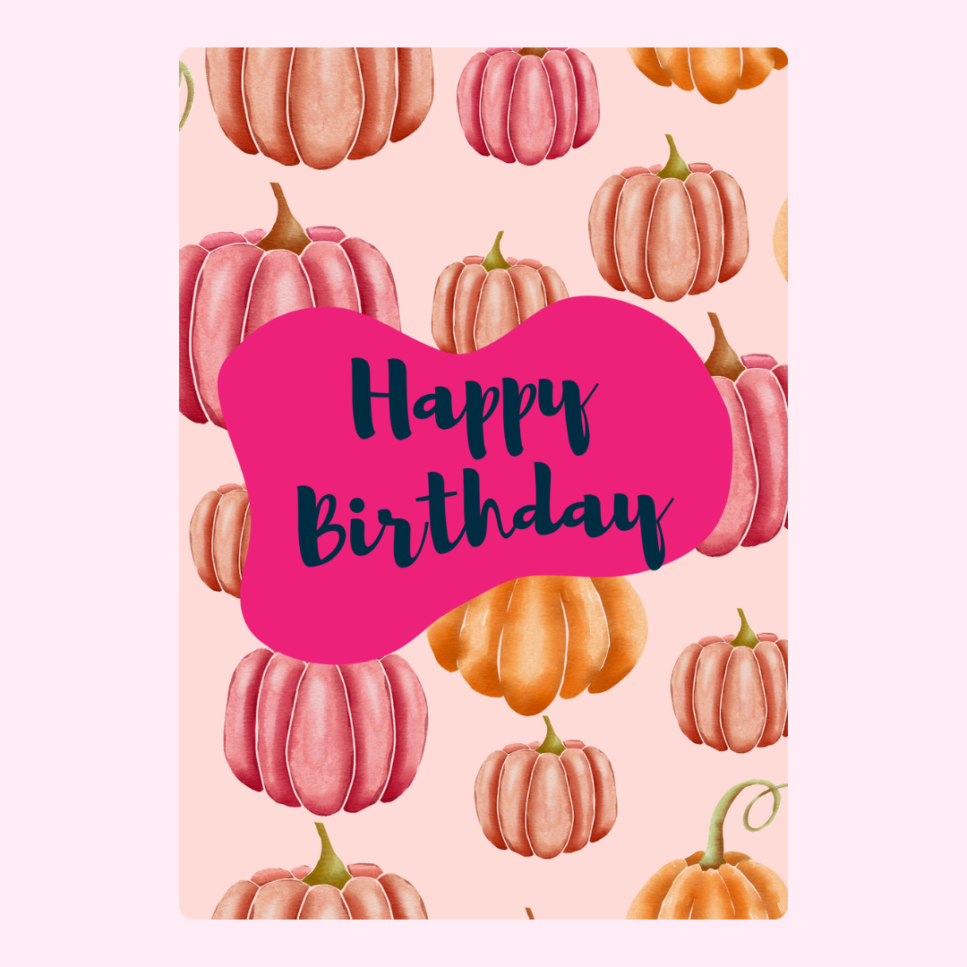 Happy Birthday card with pumpkins