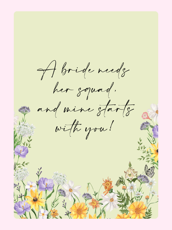Floral bridal squad card
