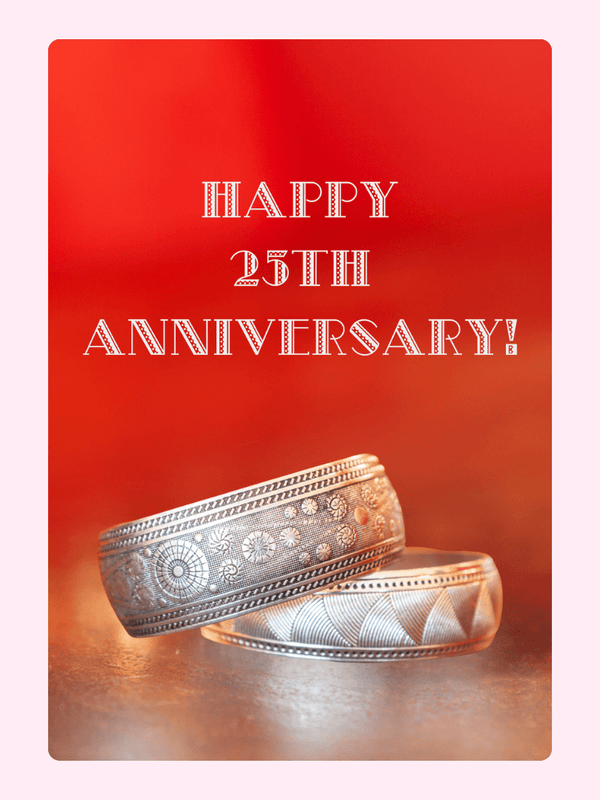 Happy 25th Anniversary card with rings