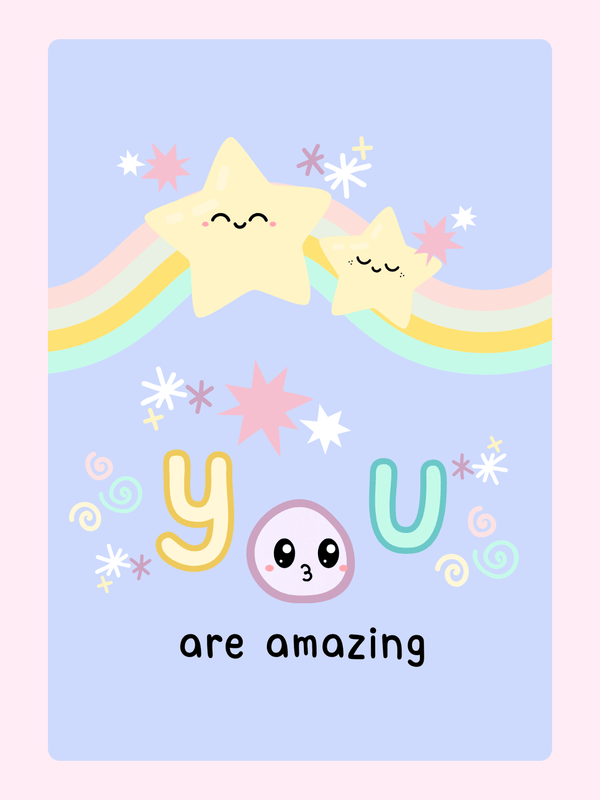 You are amazing card with stars and rainbow, illustration 2