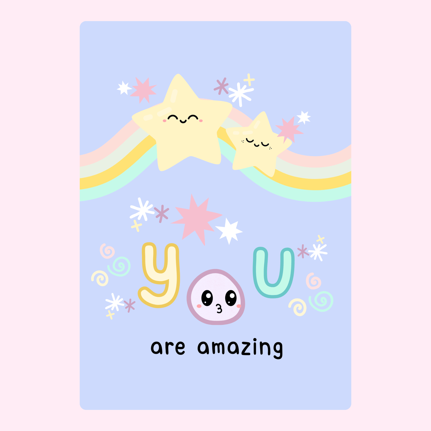 You are amazing card with stars and rainbow, illustration 2