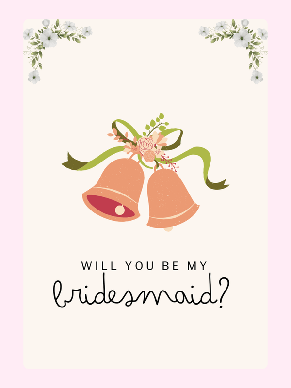 Bridesmaid proposal card with bells and flowers