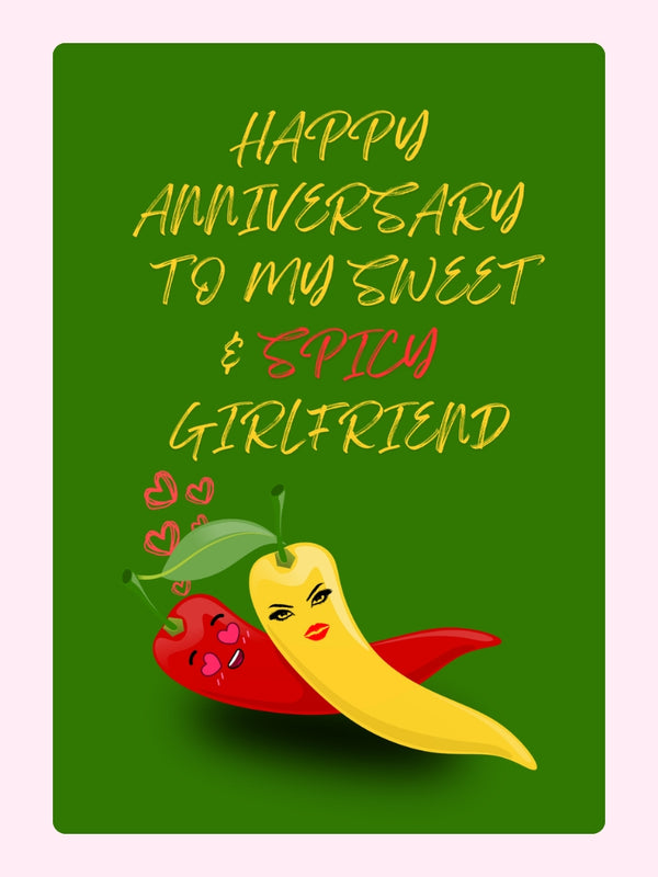 Happy Anniversary To My Sweet GirlFriend Cake Card