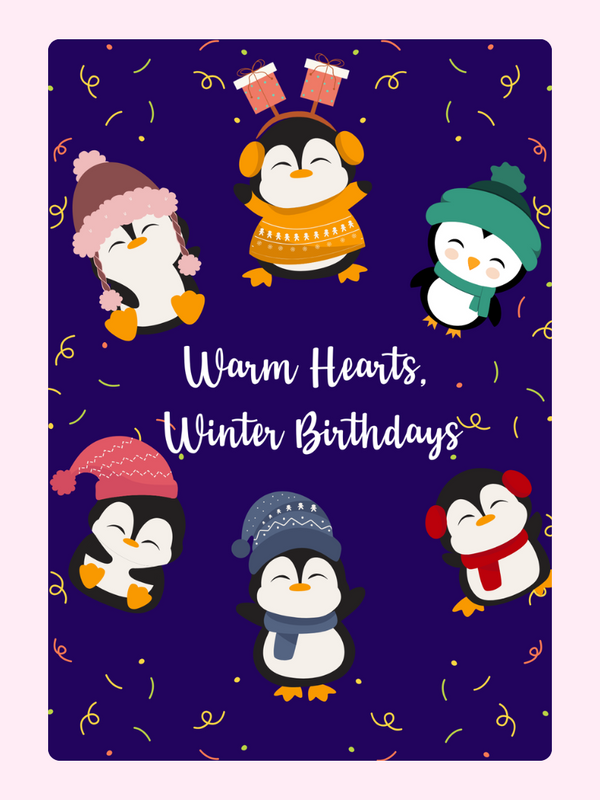 Penguin Party Cake Card, birthday