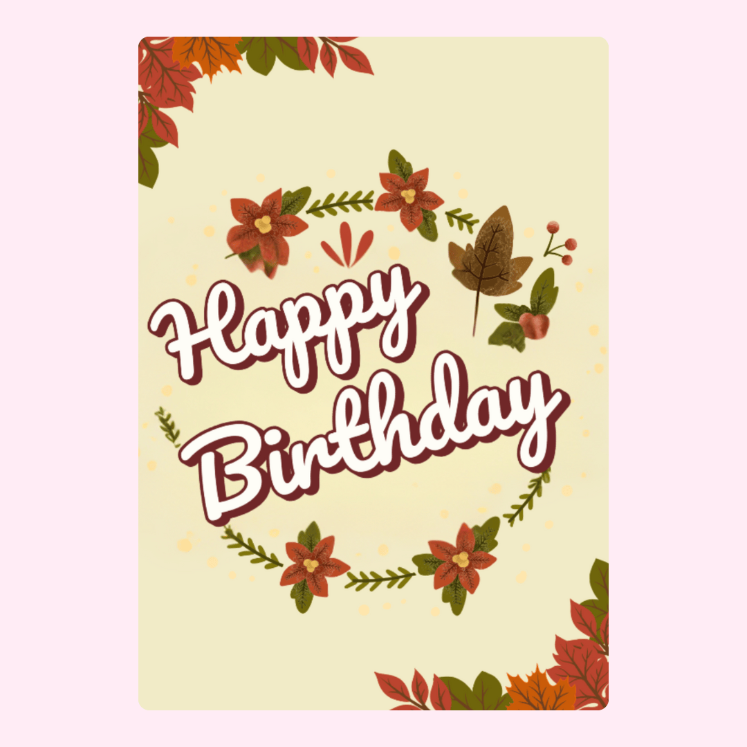 Happy Birthday card with fall leaves.