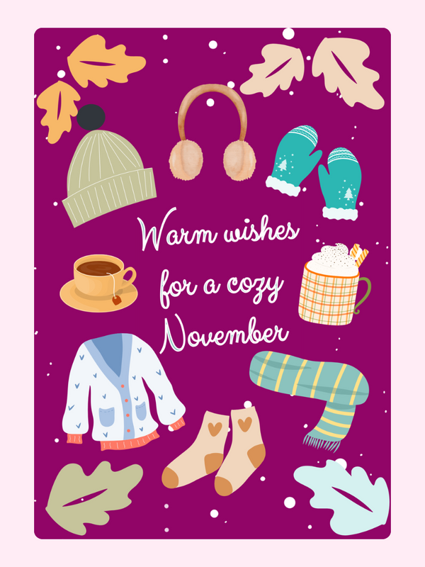 Cozy November illustration with warm wishes