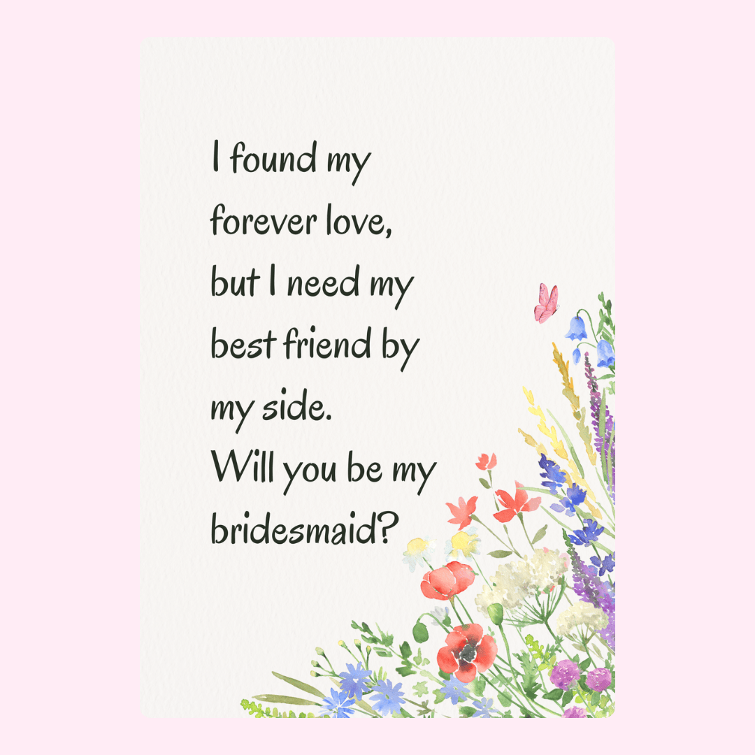 Bridesmaid proposal card with floral design