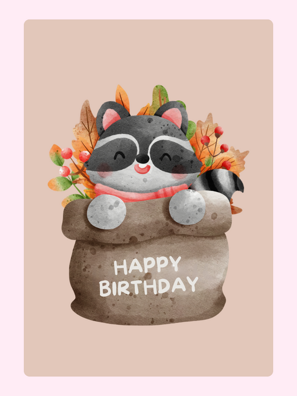Happy Birthday Raccoon Card