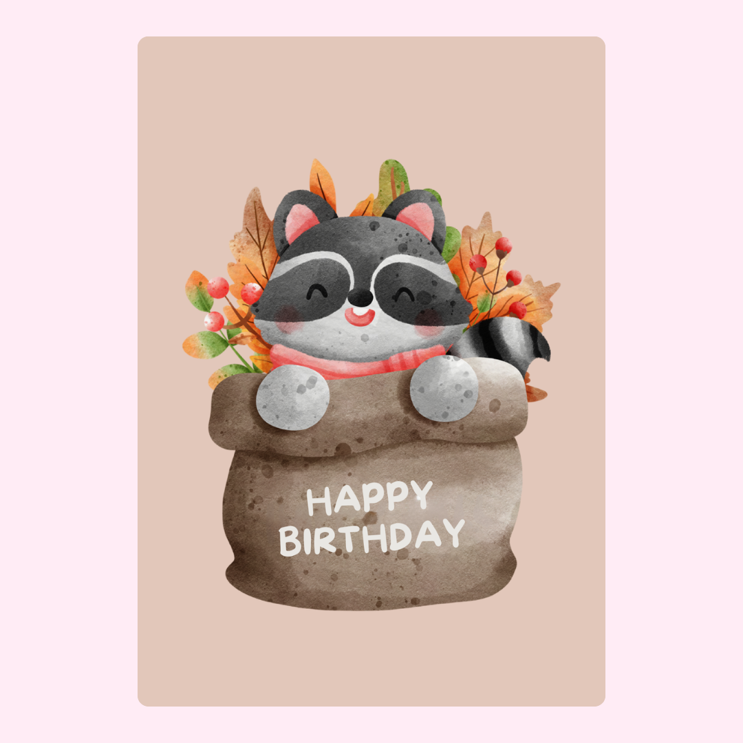 Happy Birthday Raccoon Card