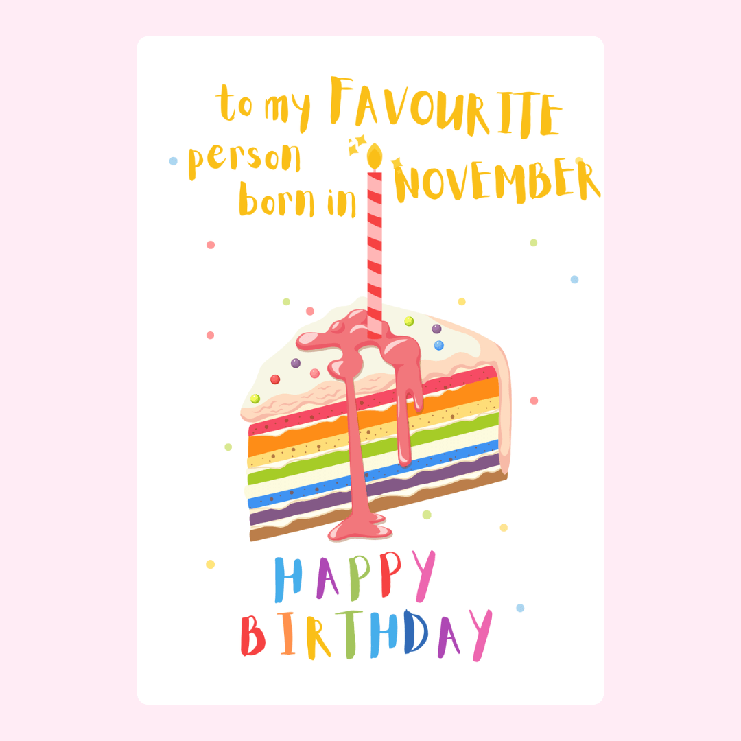 Birthday card for November with cake, 33_6e5918e8