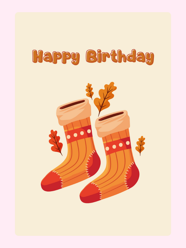 Happy Birthday card with socks and leaves (34_11faa6a1)