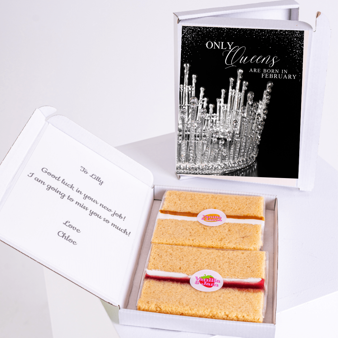 Birthday cake with Only Queens are Born in February card.