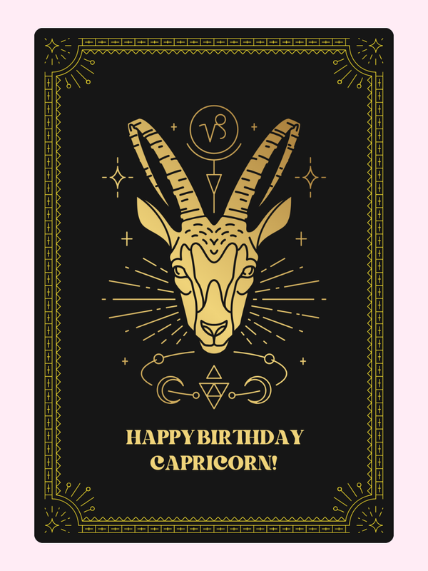 Happy Birthday Capricorn Cake Card