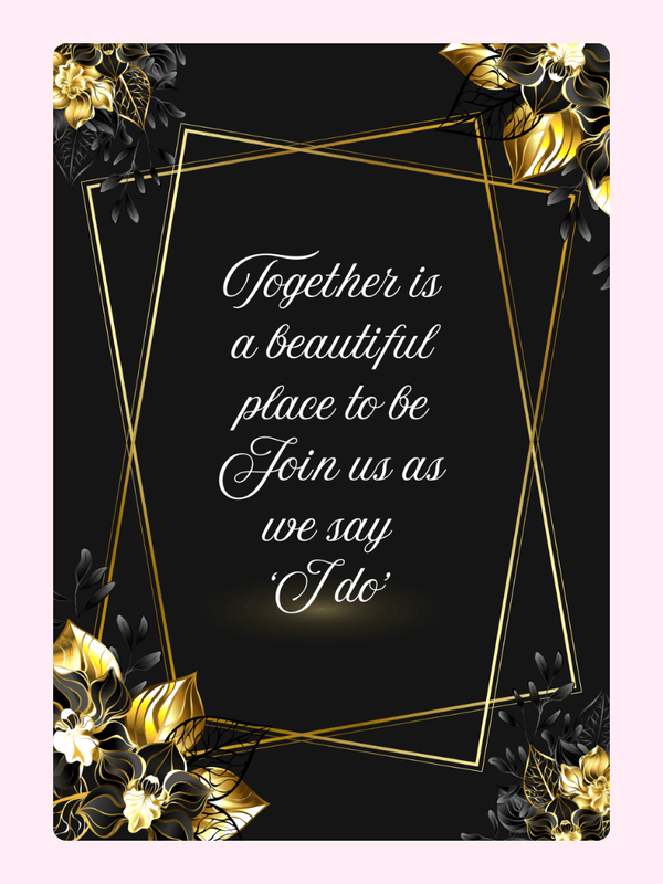 Wedding invitation with gold floral accents