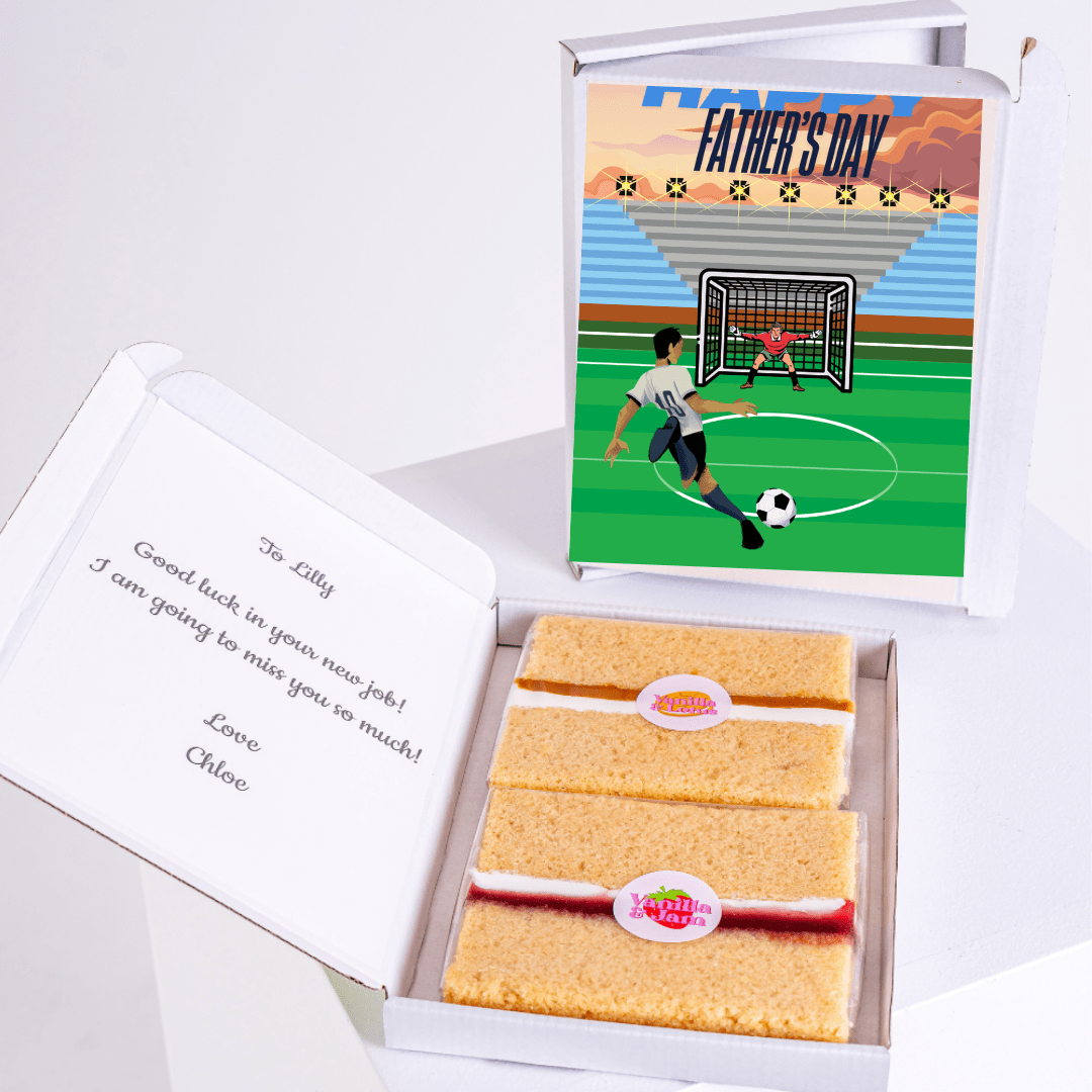 Father's Day cake gift with soccer theme, from Chloe to Lilly.