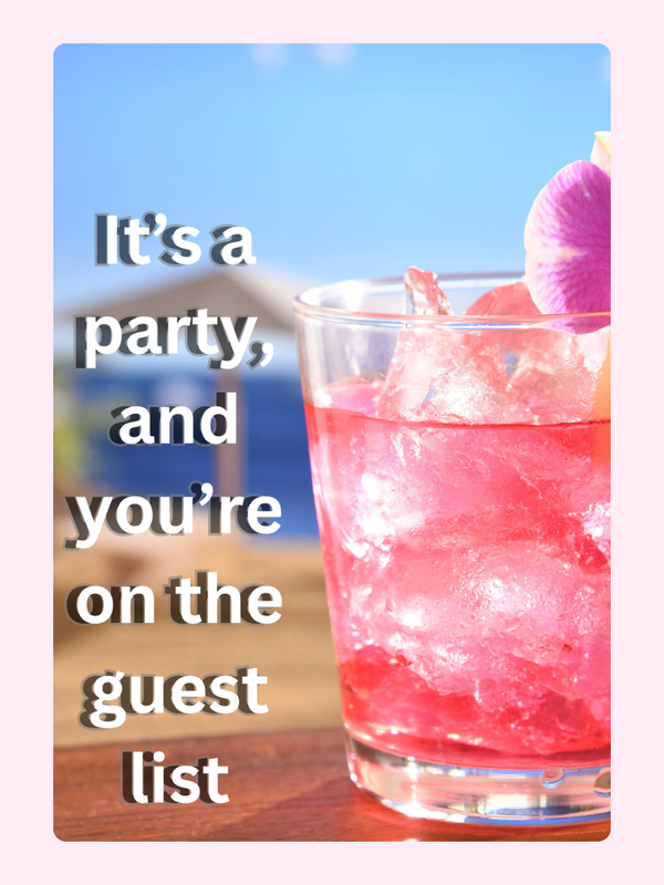 Party drink with guest list invitation