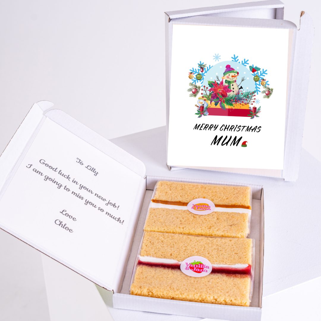 Christmas cake gift for Mum, with a goodbye message.