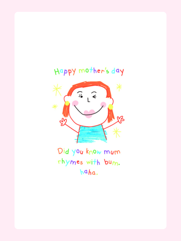 Mum Rhymes With Bum Cake Card