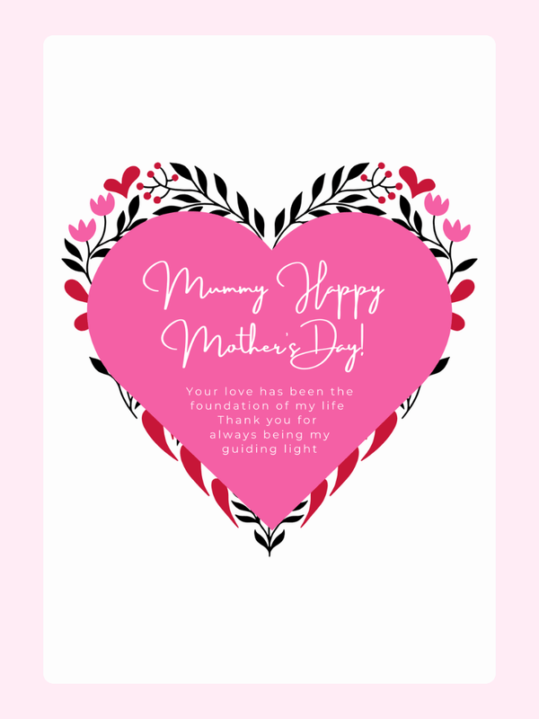 Mummy Pink Heart Mother's Day Cake Card